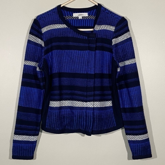 Loft Striped Assymetrical Zip Up Jacket M - Picture 1 of 5
